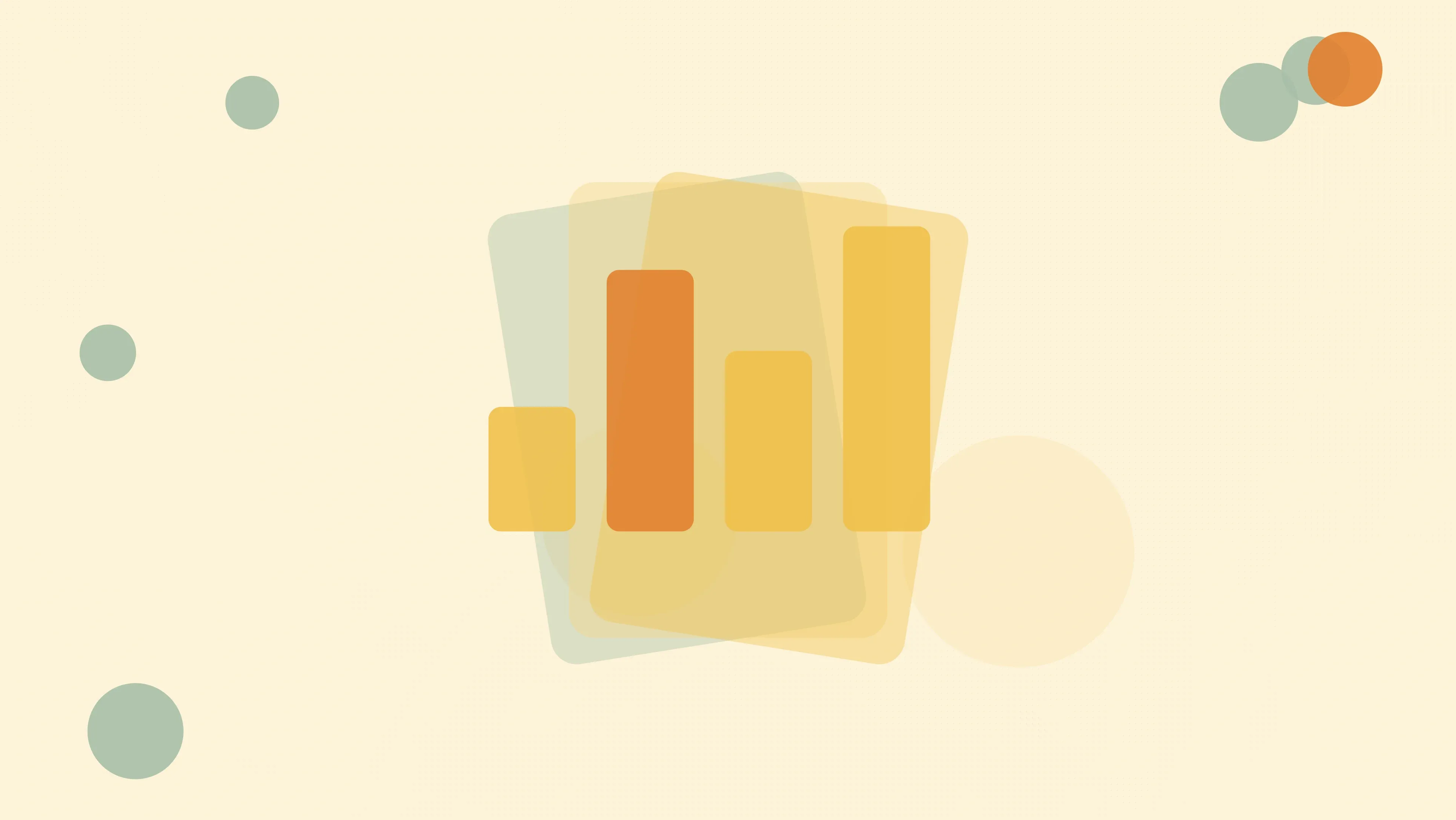 Illustration of a bar chart of uneven columns on a warm cream field of overlapping translucent circles and fine botanical sprigs.