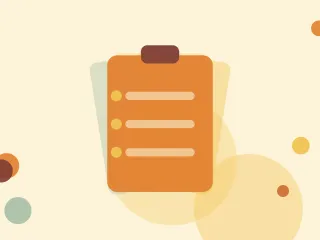 Illustration of a clipboard holding a checklist on a warm cream field of overlapping translucent circles and fine botanical sprigs.