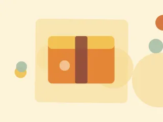 Illustration of a taped shipping package on a warm cream field of overlapping translucent circles and fine botanical sprigs.