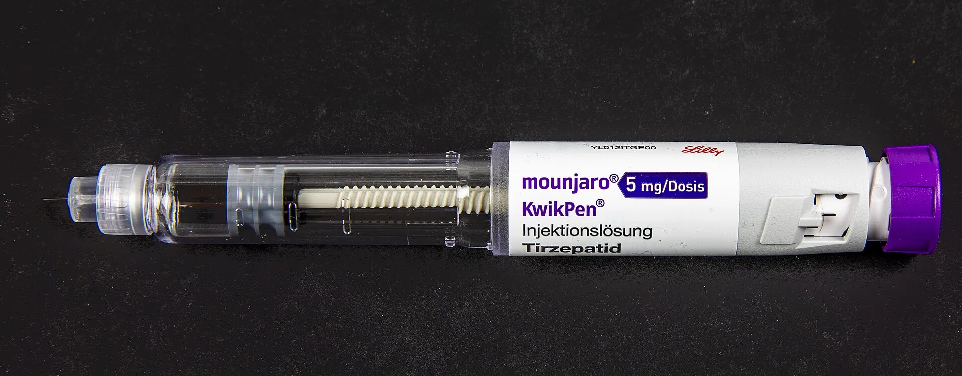 A tirzepatide KwikPen injector — the same device sold as Zepbound in the United States.